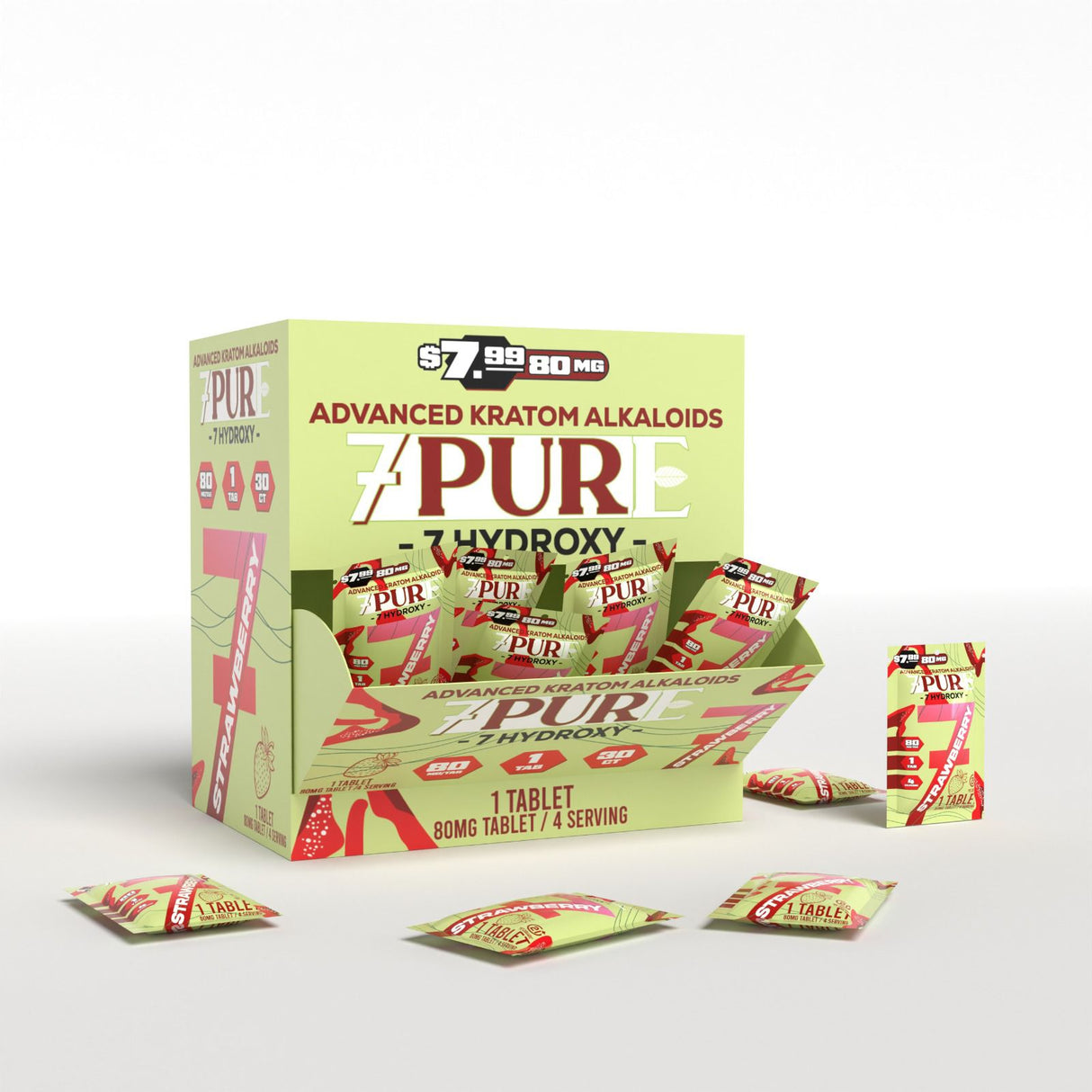 7Pure 80MG 7-Hydroxy Single Tablets 30ct Display