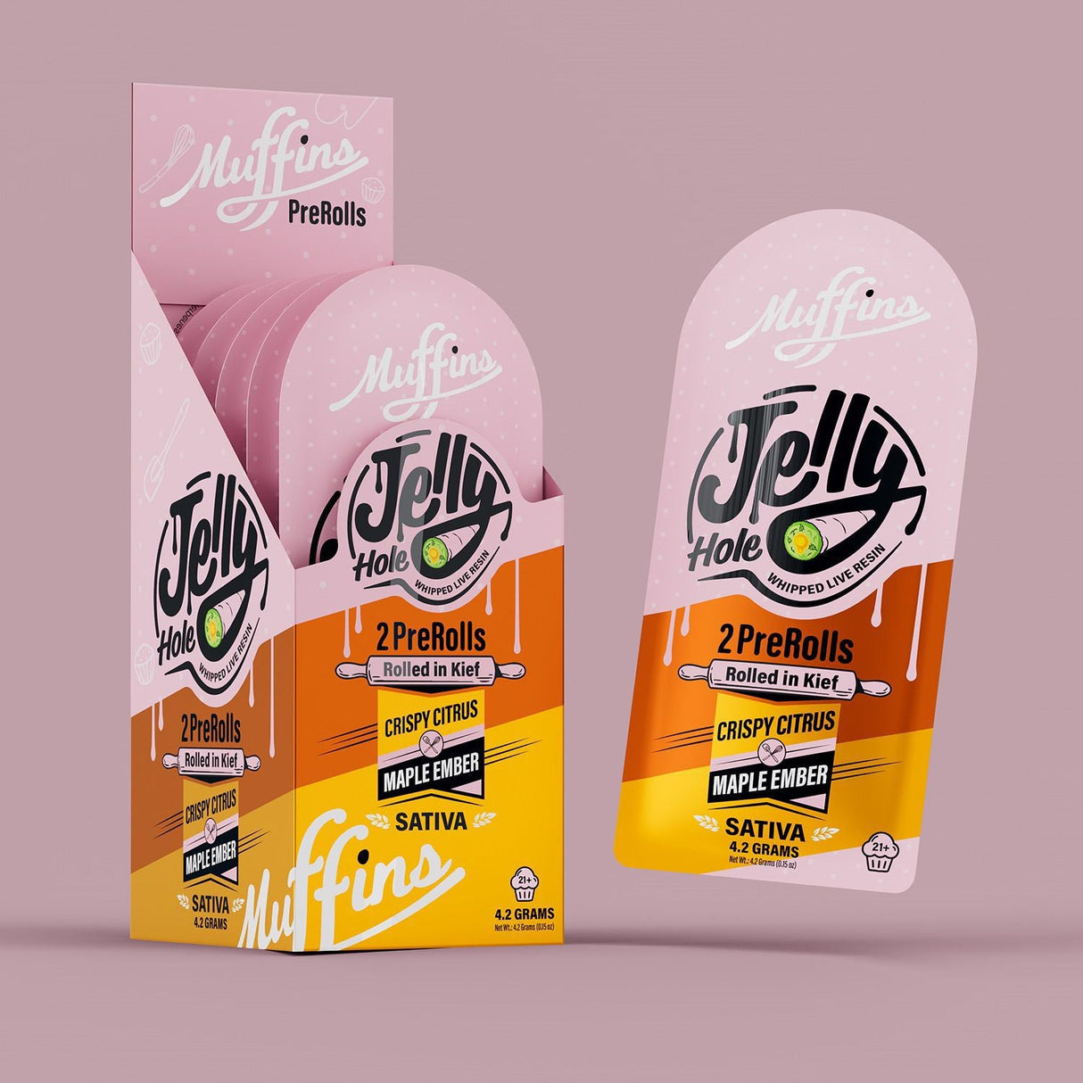 Muffins Jelly Holes 2.1g THC-A 2ct Pre-Rolls 10ct Box Display
