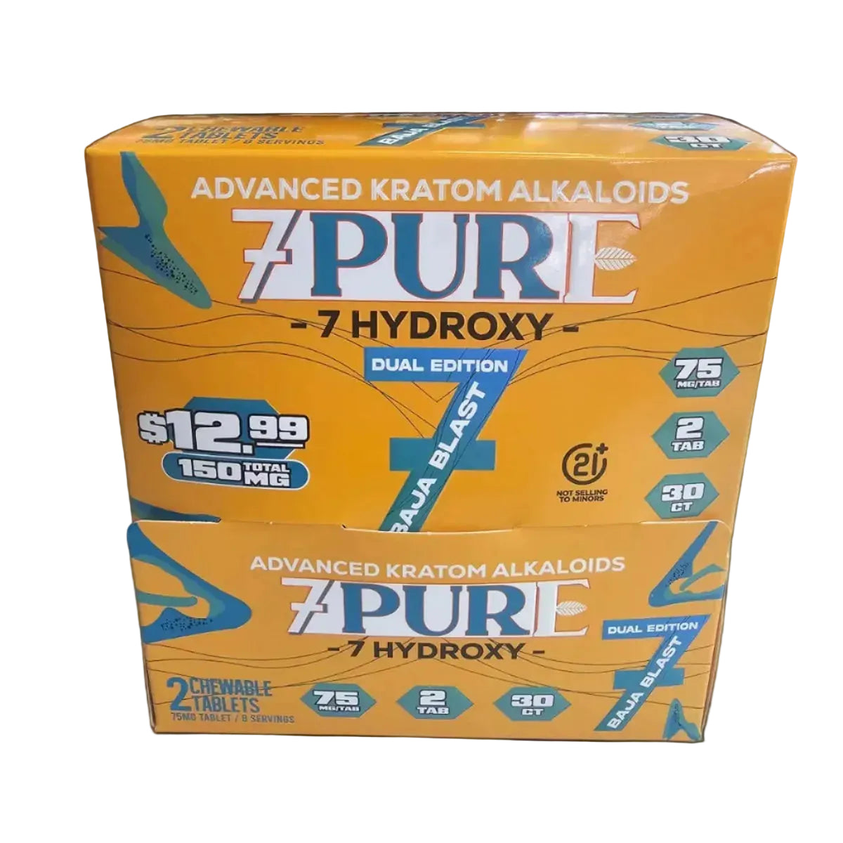 7Pure 150MG 7-Hydroxy Single Tablets 30ct Display MSRP $12.99