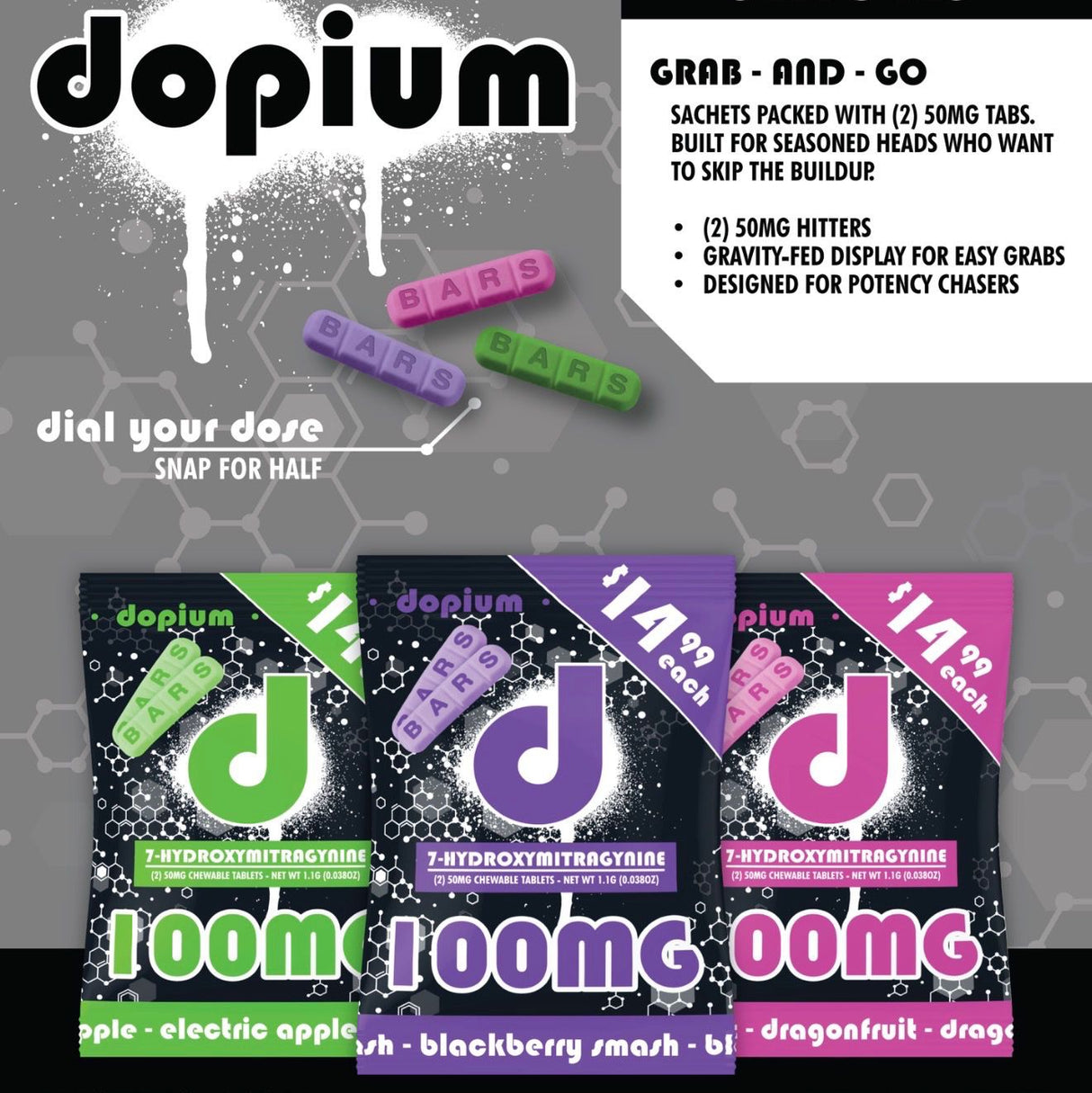 Dopium 100mg Single 7-Hydroxy Tablets MSRP $14.99 30ct Display