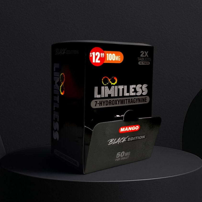 Limiltess Black Edition 100mg Single 7-Hydroxy Tablets 40ct Display MSRP 12.99