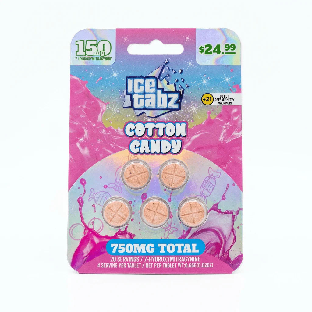 Ice Tabz 7-Hydroxy 150mg 5ct Tablets 750mg Total Pack 10ct Display MSRP $24.99