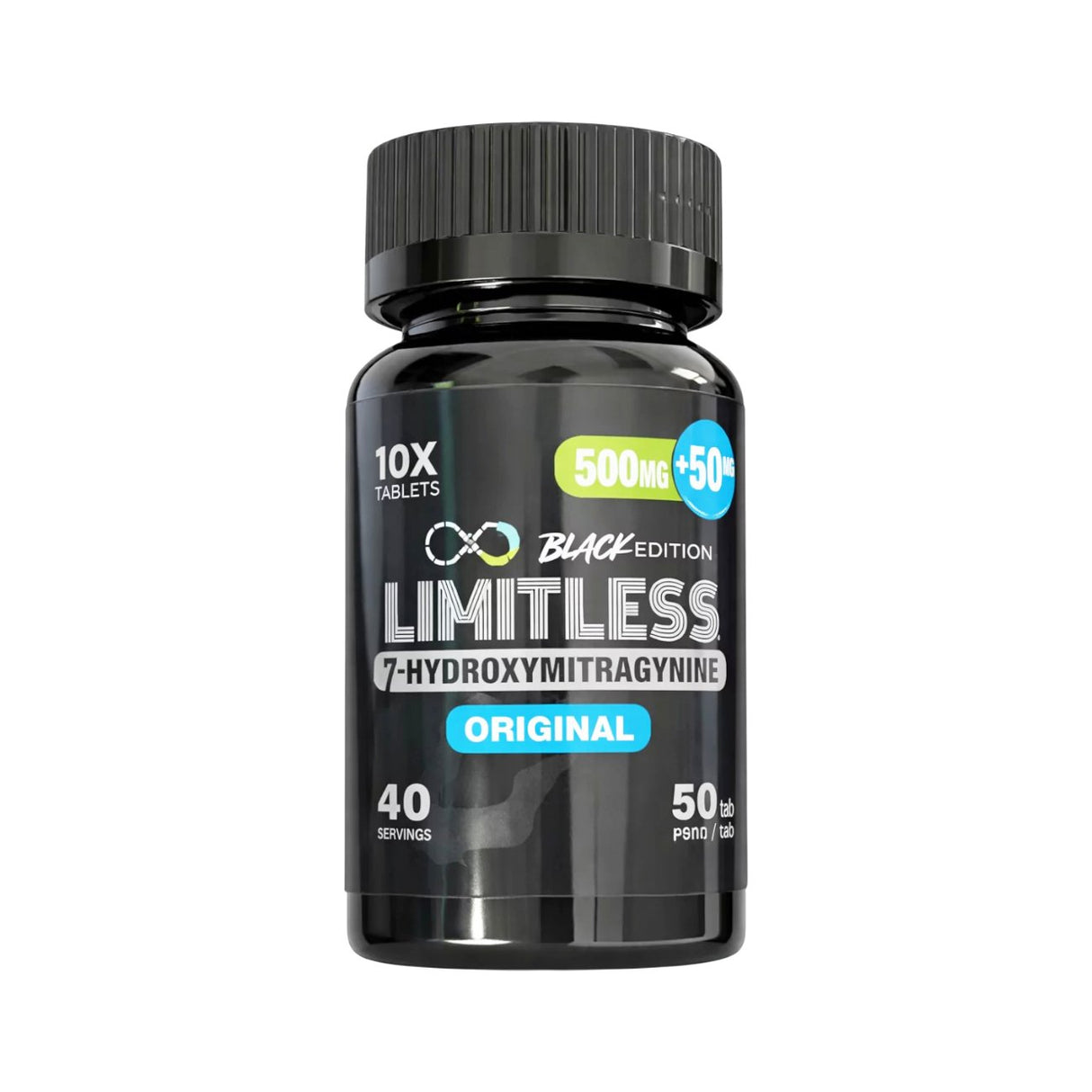 Limitless Black Edition 50MG 7 Hydroxy Tablets 10ct Single Jar