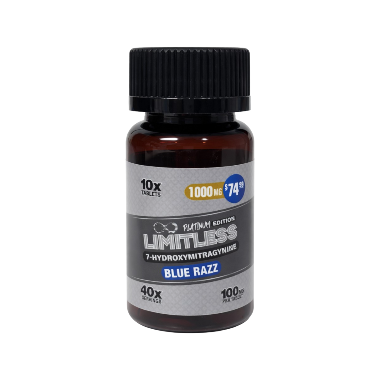 Limitless Platinum Edition 1000MG 7 Hydroxy Tablets 10ct Single Jar