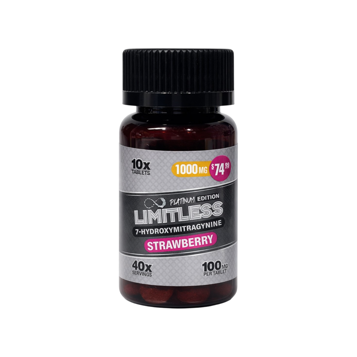 Limitless Platinum Edition 1000MG 7 Hydroxy Tablets 10ct Single Jar