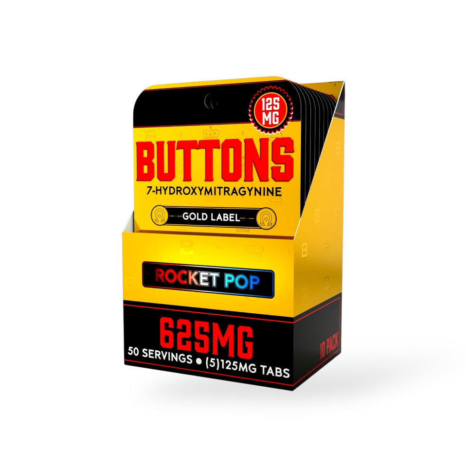 Buttons Gold Label 625mg 5 Pack 125mg 7Hydroxy Tablets 10ct Display