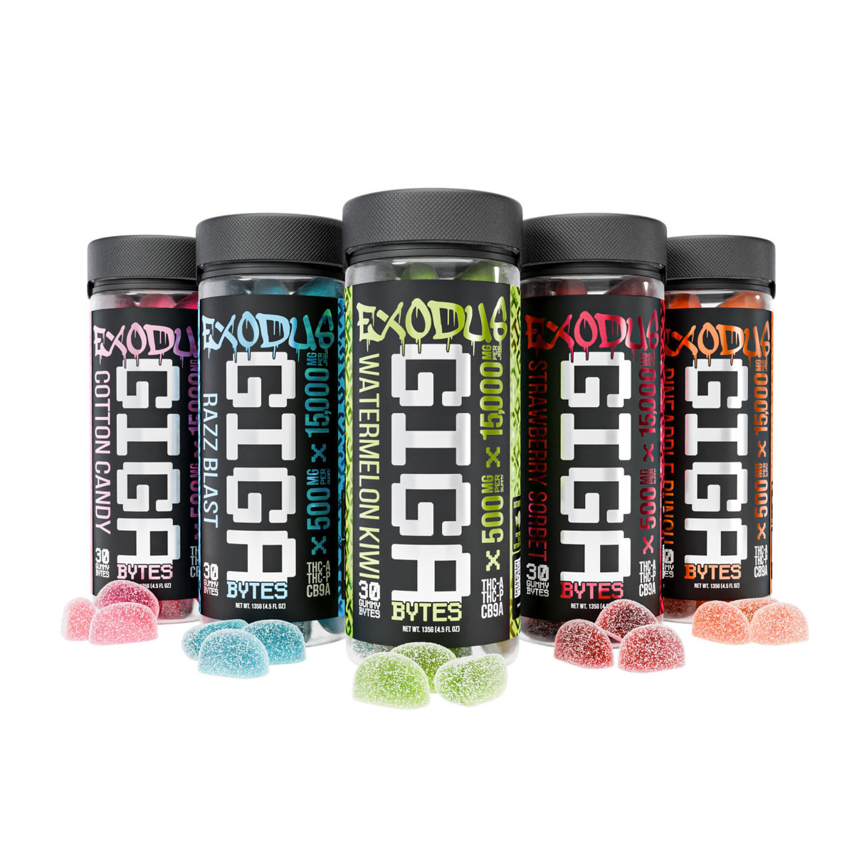 Exodus Gigabyte Gummies 30ct THC-A 15,000mg 6ct Display