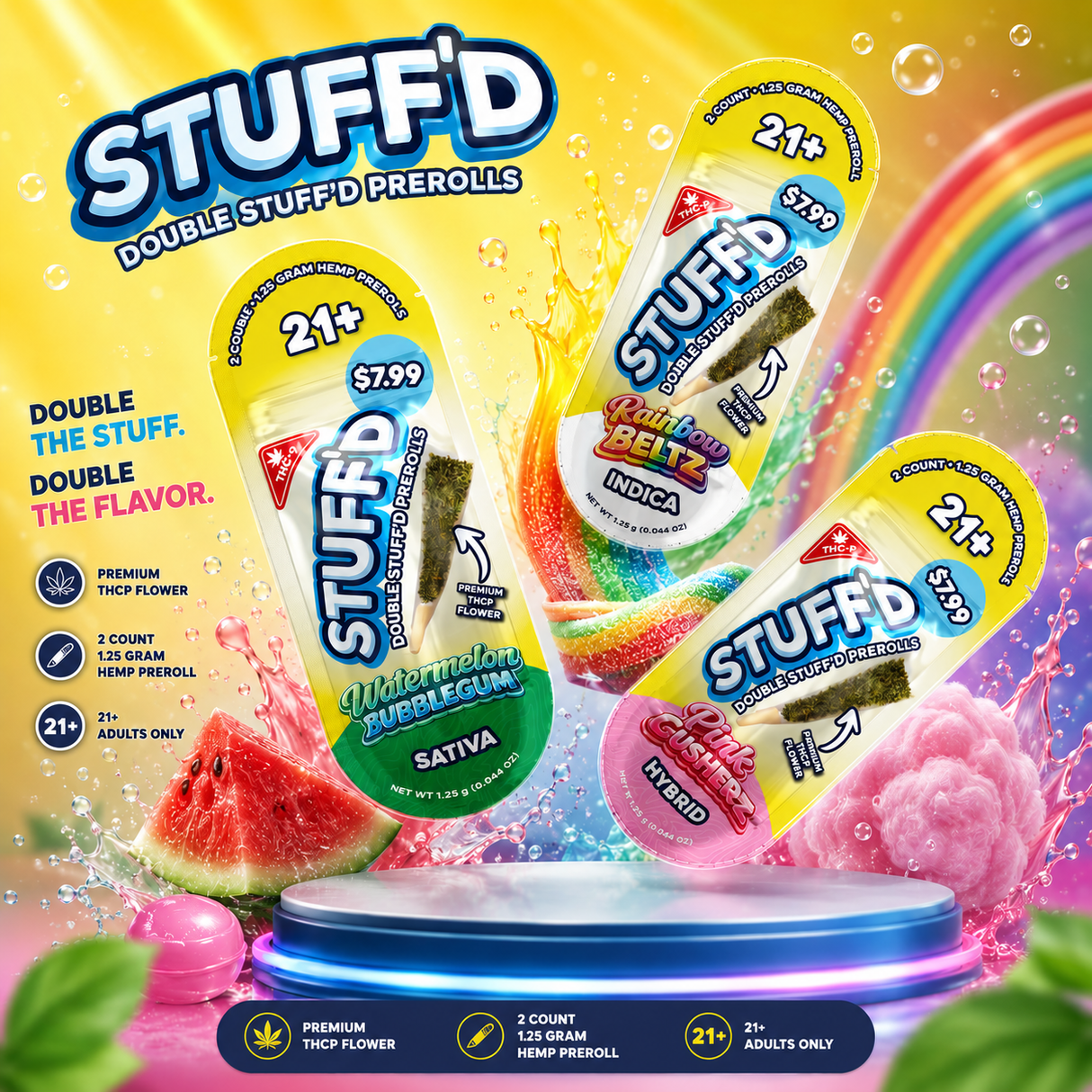 STUFF'D Double Stuffed 2ct Pre Rolls THC-P 10ct Display MSRP $7.99