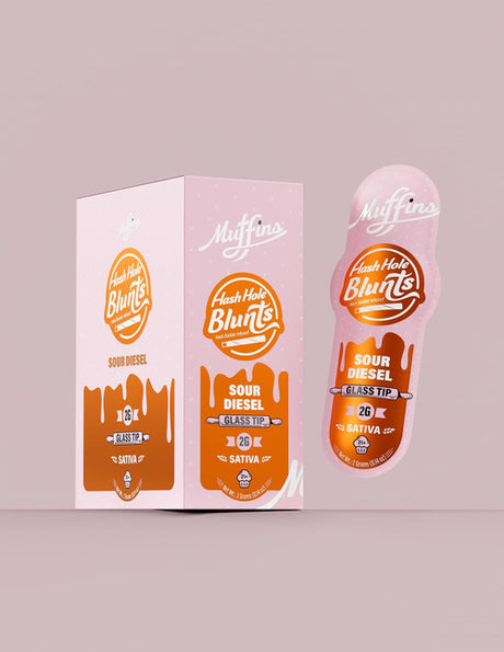 Muffins 2g THCA Glass Tip Hash Hole Blunts 20ct Display